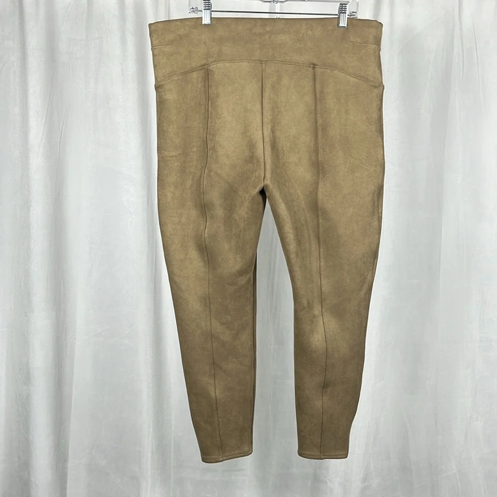Spanx Faux Suede Stretch Leggings in‎ Camel.